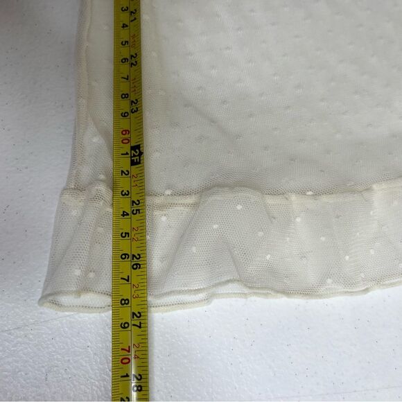 NWOT Jessica Simpson Stretch Mesh Dot Babydoll Cream Floral Lace Women Large - Picture 14 of 15